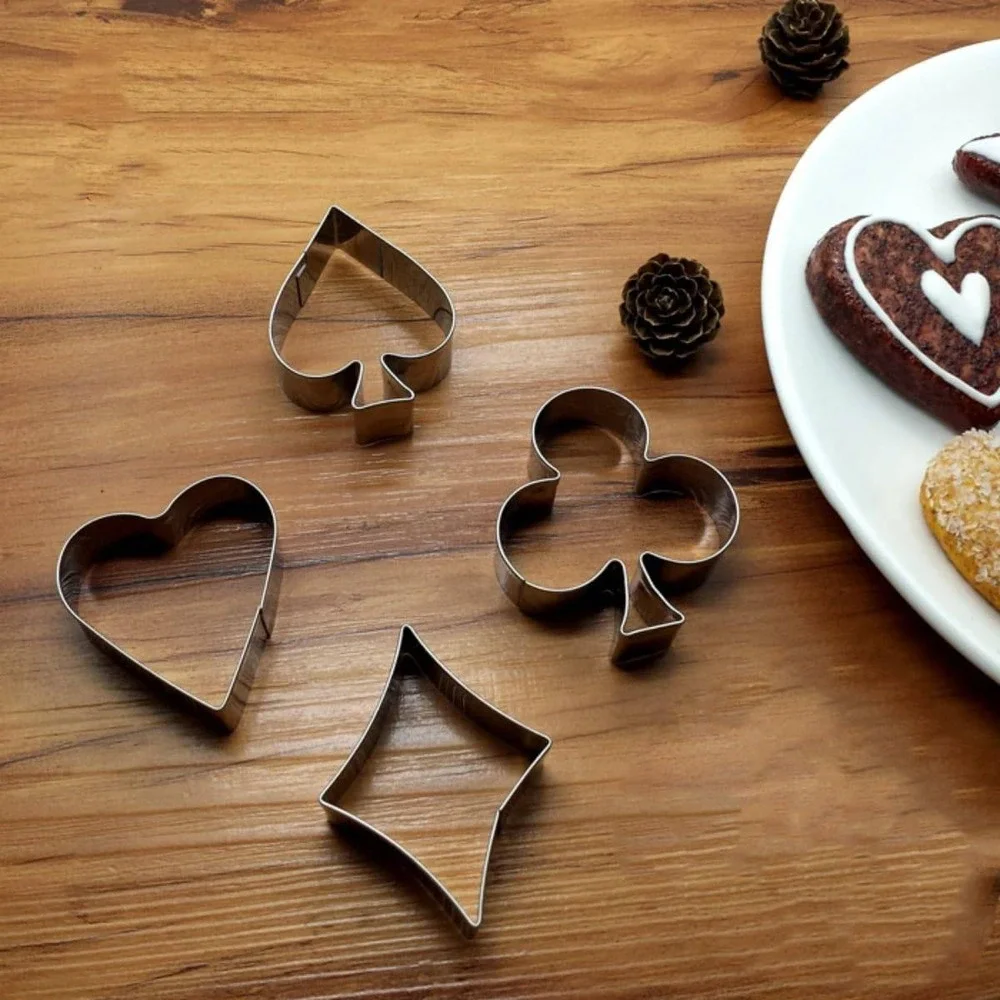 Poker Cookie Cutter, 4 Pieces Poker Stainless Steel Cookie Cutters-NWT